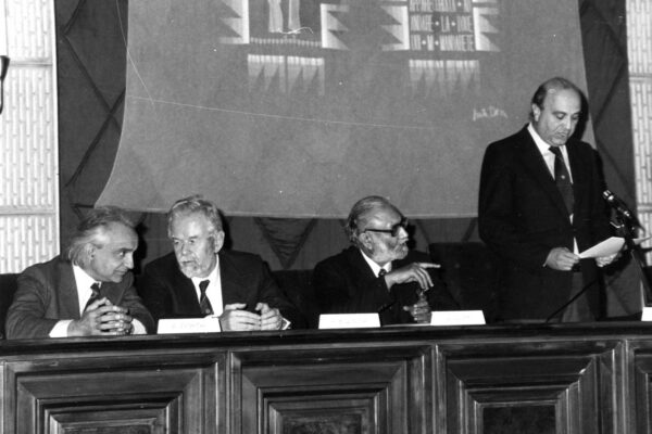 TWAS opening ceremony, 1983 P. Fusaroli speaking at an opening ceremony. He is delivering a speech in front of a microphone.